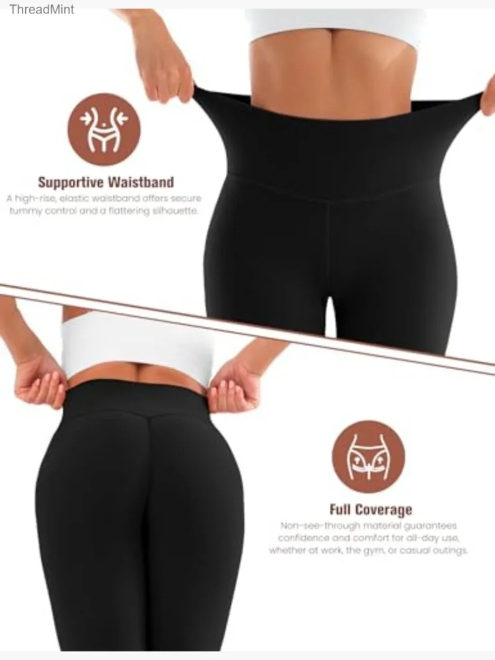High Waisted Full Length Buttery Soft Yoga Pants Workout Athletic Leggings - Picture 4 of 7
